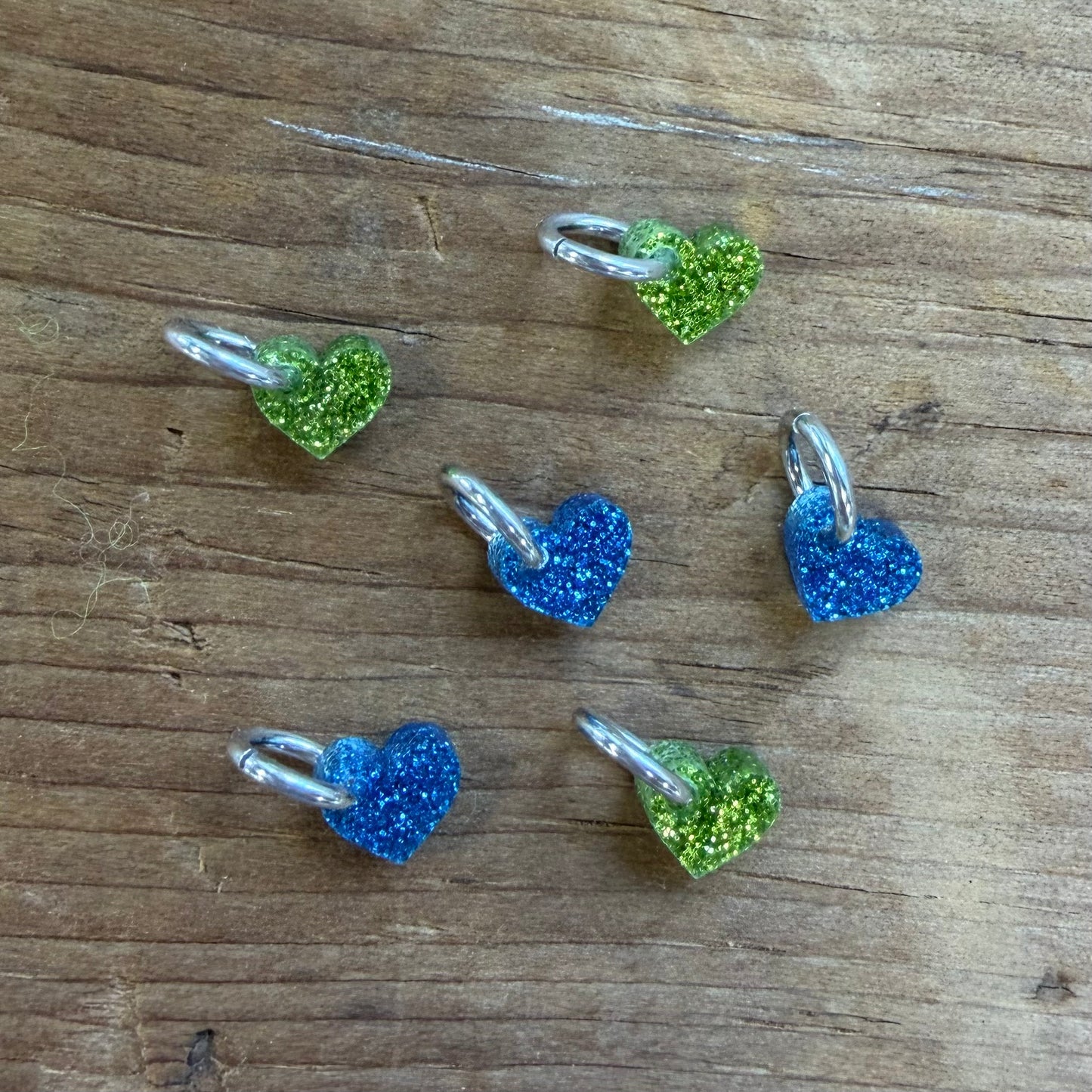 Green and Blue Bitty Hearts