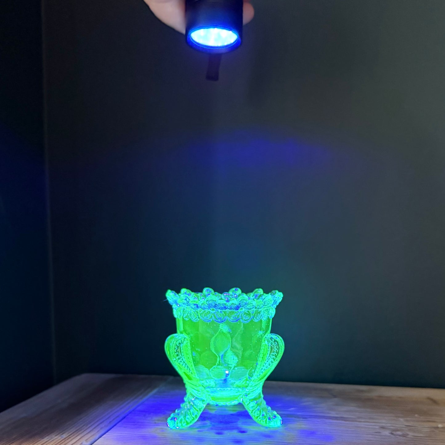 Blue Forget Me Not Glass Vessel ★ Vintage