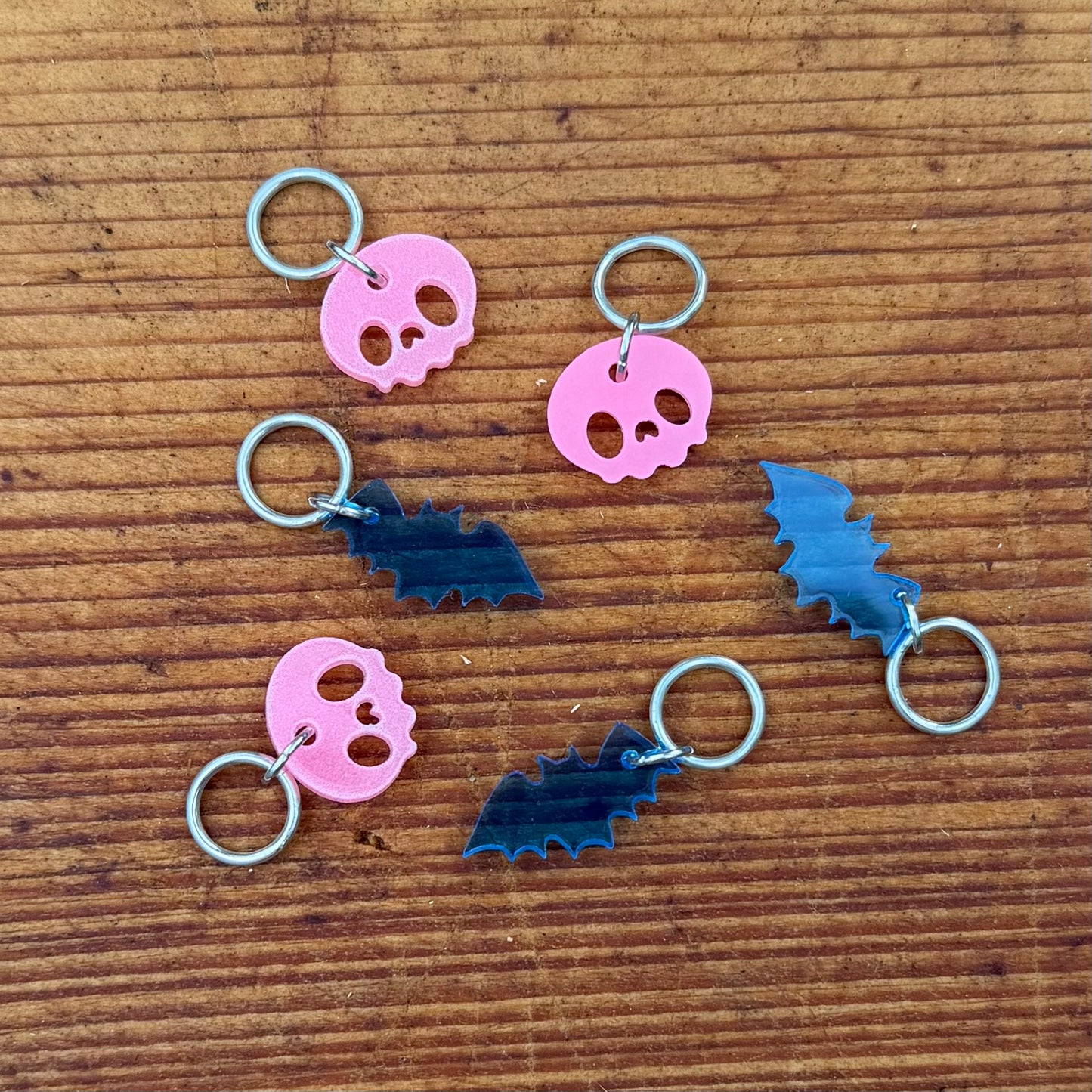 Glow Skulls + Bats Stitch Markers