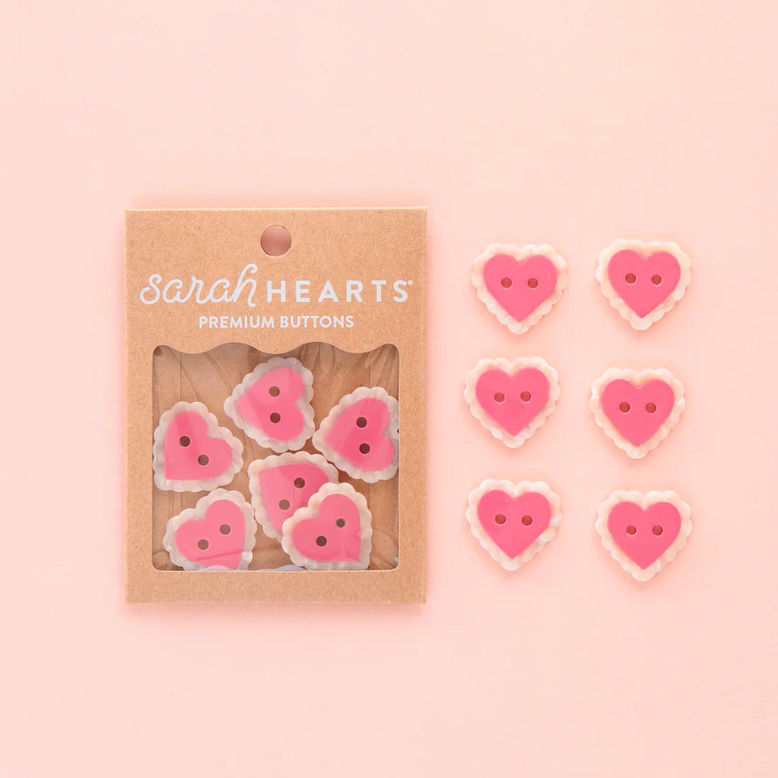 Pink Sweet Heart Buttons by Sarah Hearts (Large)