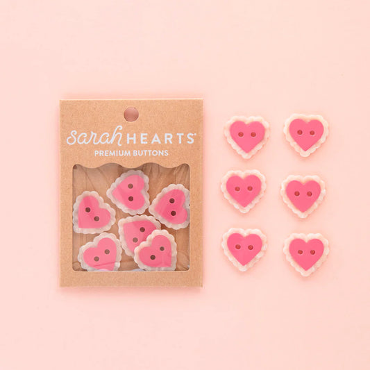 Pink Sweet Heart Buttons by Sarah Hearts (Large)