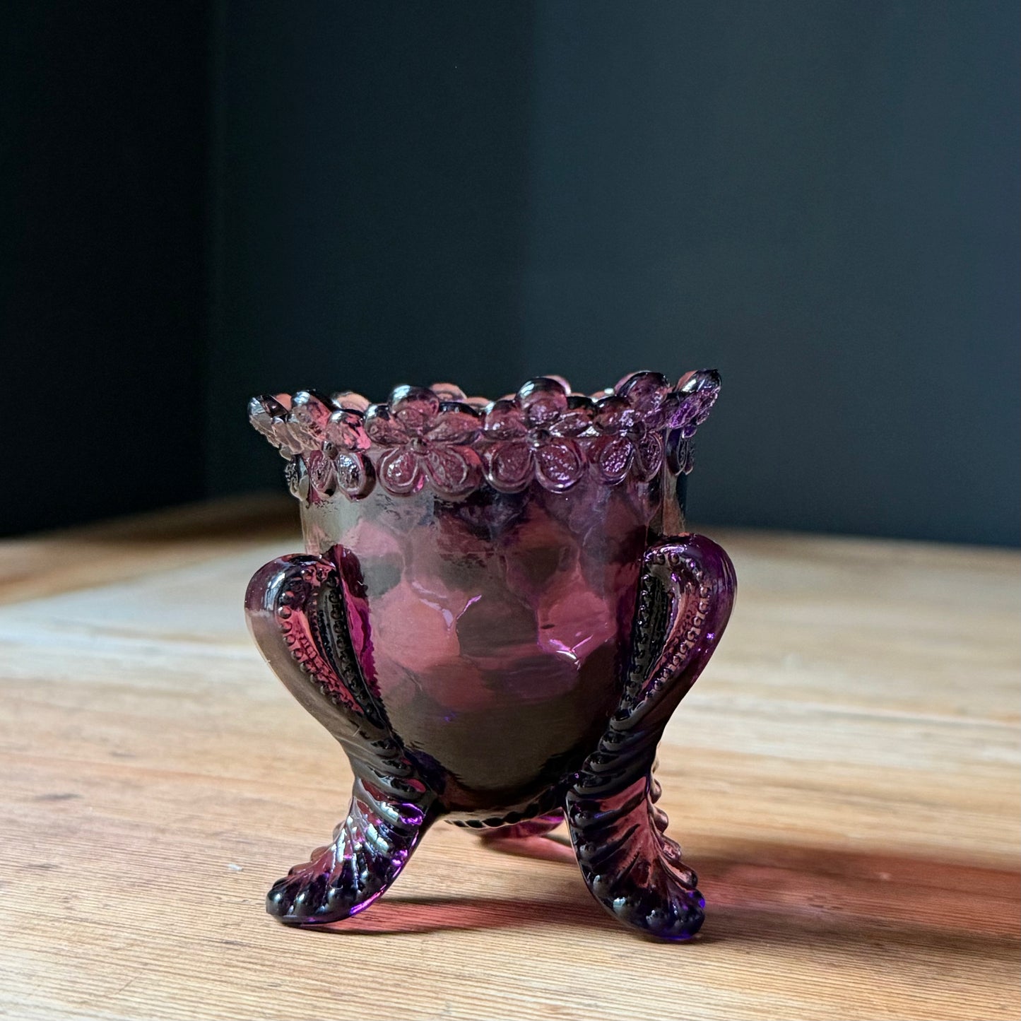 Purple Forget Me Not Glass Vessel ★ Vintage