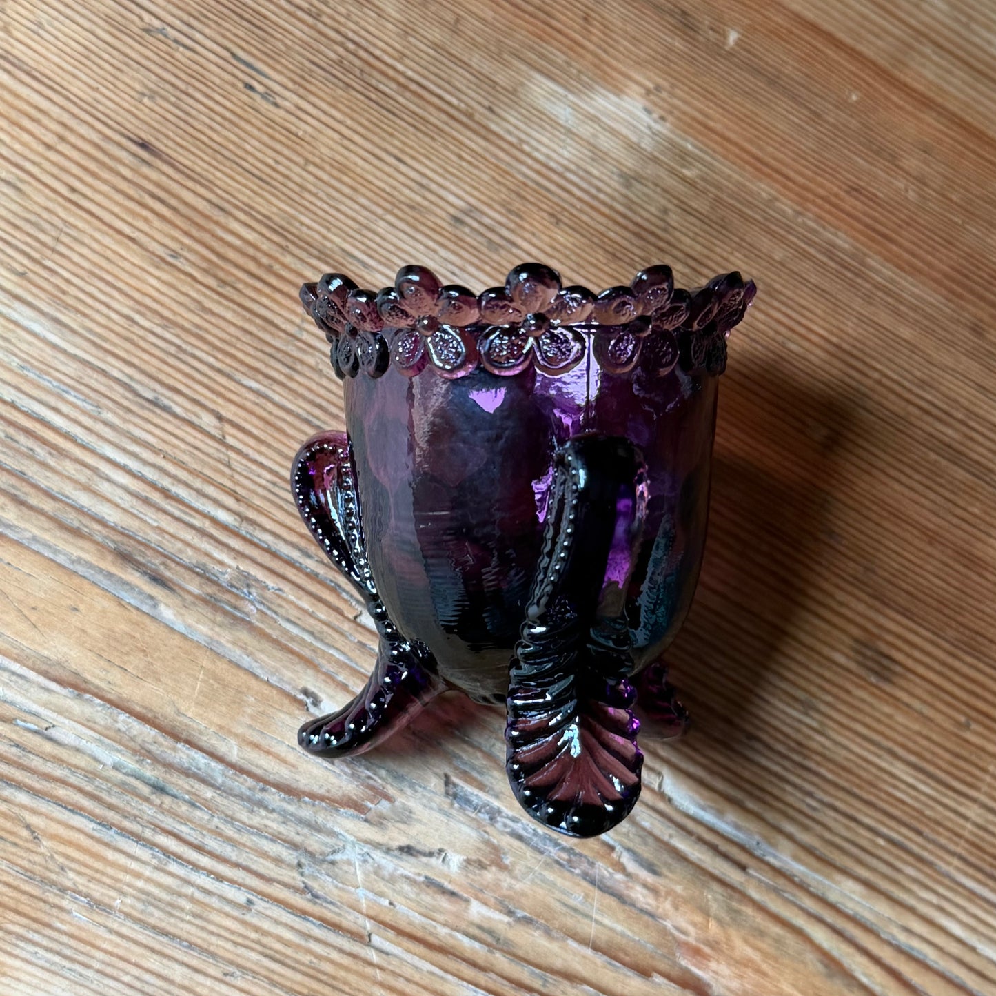 Purple Forget Me Not Glass Vessel ★ Vintage