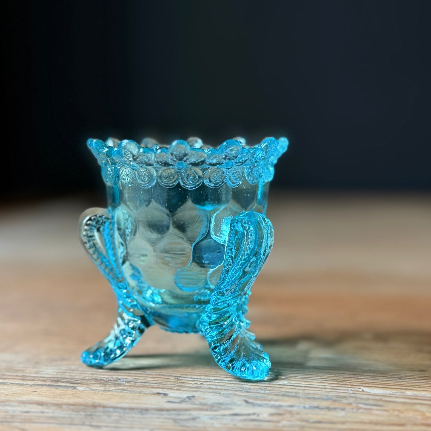 Blue Forget Me Not Glass Vessel ★ Vintage