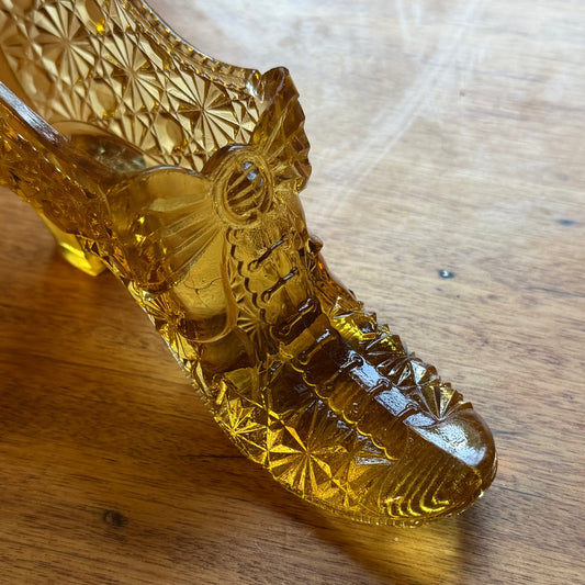 Vintage Amber Glass Slipper ★ Vintage