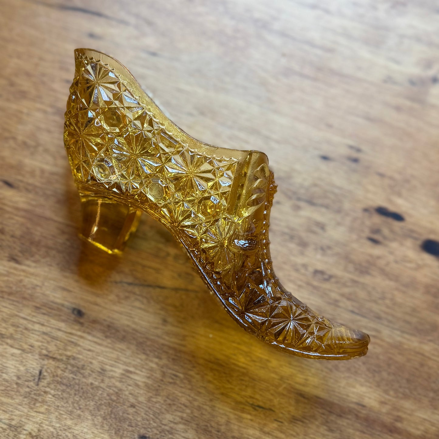 Vintage Amber Glass Slipper ★ Vintage
