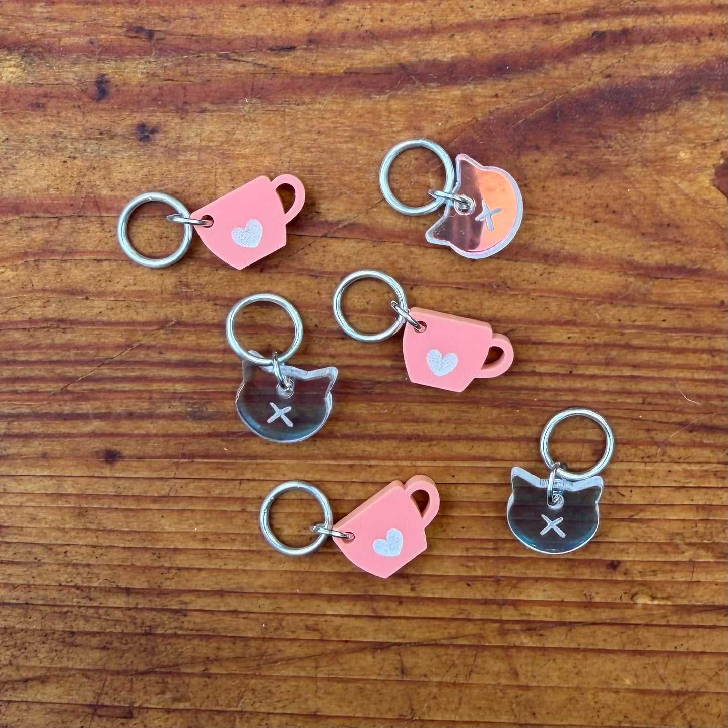 Teacup + Kitty Stitch Markers