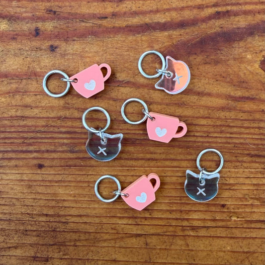 Teacup + Kitty Stitch Markers